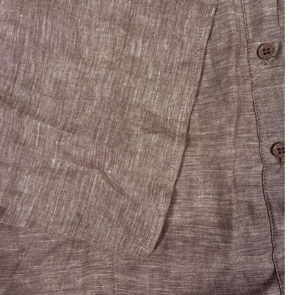 Harve Benard Brown Linen Blend Button Down Shirt Minimalist Old Money 1X NEW - Picture 6 of 8